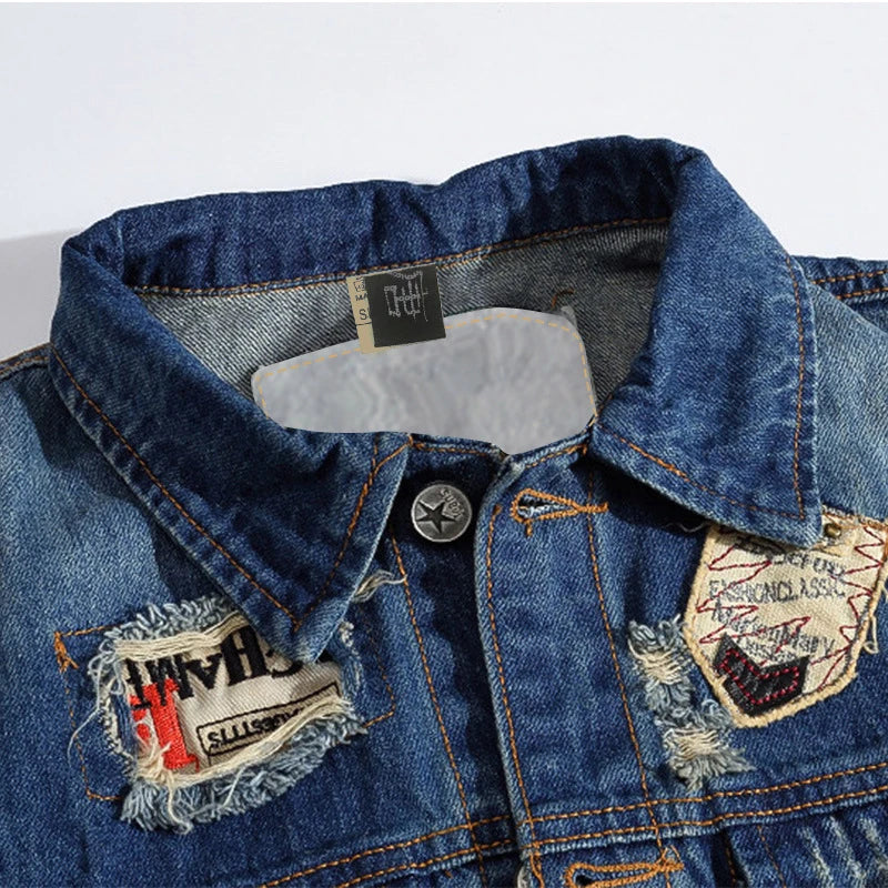 Spring Summer Men's Denim Vest Fashion Male Hip Hop Patch Hole Waistcoats Male Night Club Party Jeans Sleeveless Jacket Clothing