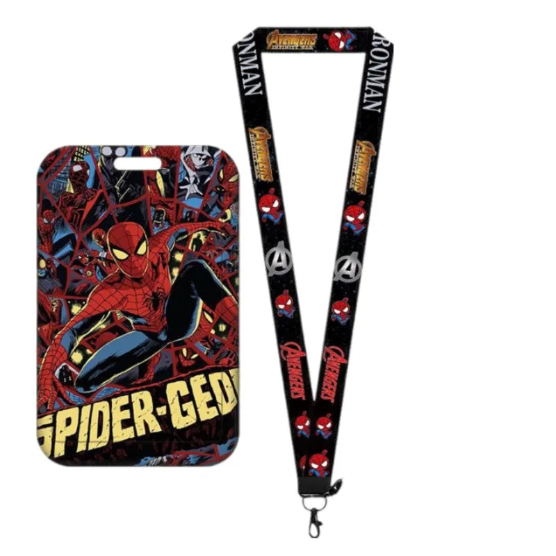 Cartoon Disney Marvel Spiderman Card Sleeve Cartoon Lanyard ID Bus Card Work Permit protect Sleeve Cute Student Stationery Gift