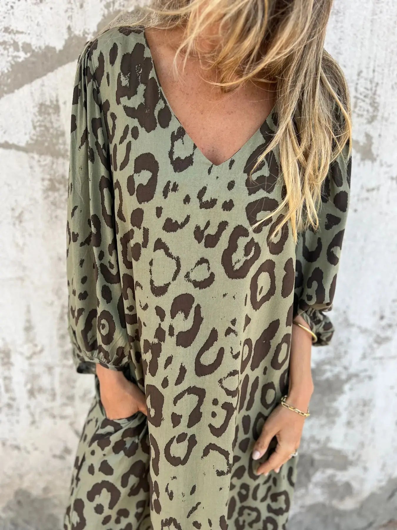 Women Sexy V-Neck Maxi Dresses Summer Bohemian Short Sleeve Leopard Print Long Dress Female Vintage Holiday Beach Cover Up Robe