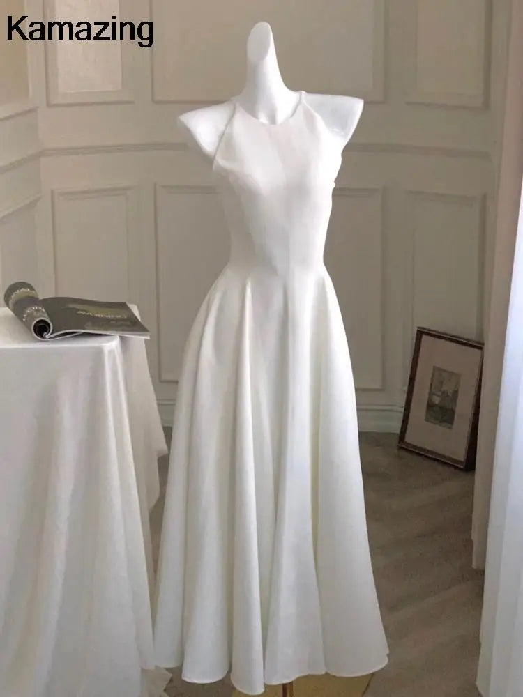 French Romantic A-line Party Dresses Women Elegant Sleeveless Birthday Graduation Midi Dress Summer New Fashion Mujers Robe