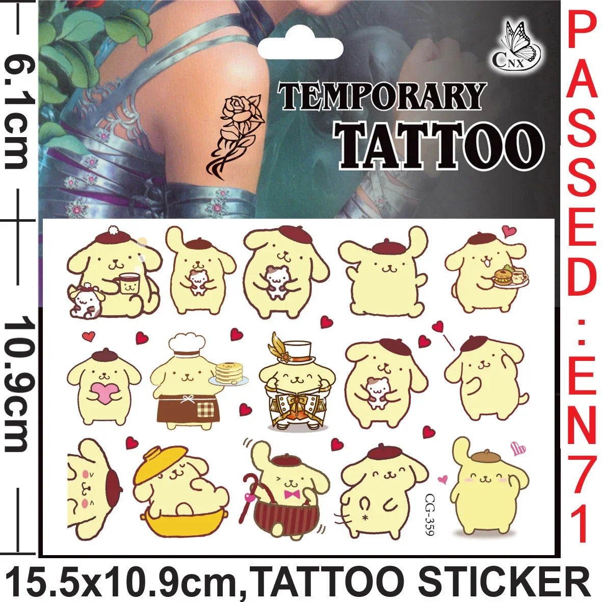 Sanrio series Tattoo Stickers Waterproof Cute Sticker Anime Birthday Party Supplies Decoration For Kids Women Men Gift