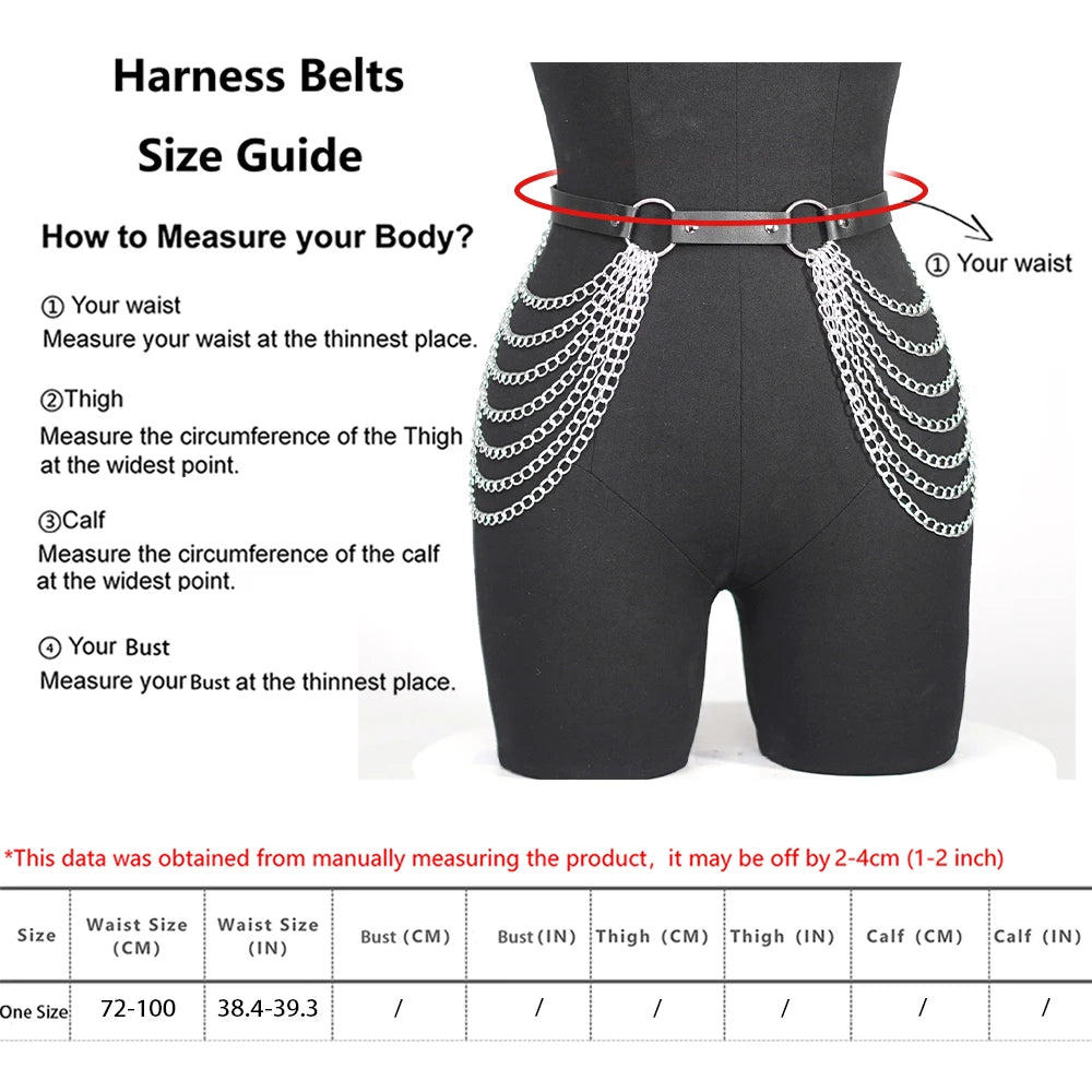 Women Sexy Leg Chain Harness garter Belt Waist Corset Belt Leather Harness Waists Thigh Harness Gothic Clothing Accessory