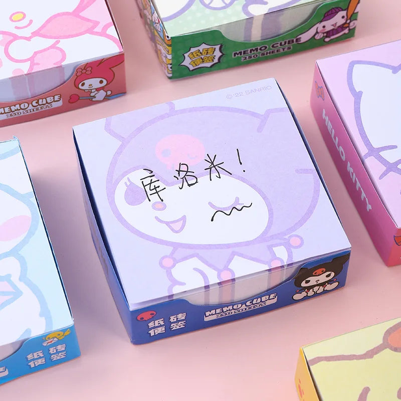 250 Pieces of Sanrio Creative Cute Kuromi Cinnamon Dog Family Sticky Notes Ins Girls Cartoon High-value Hand Note Stickers