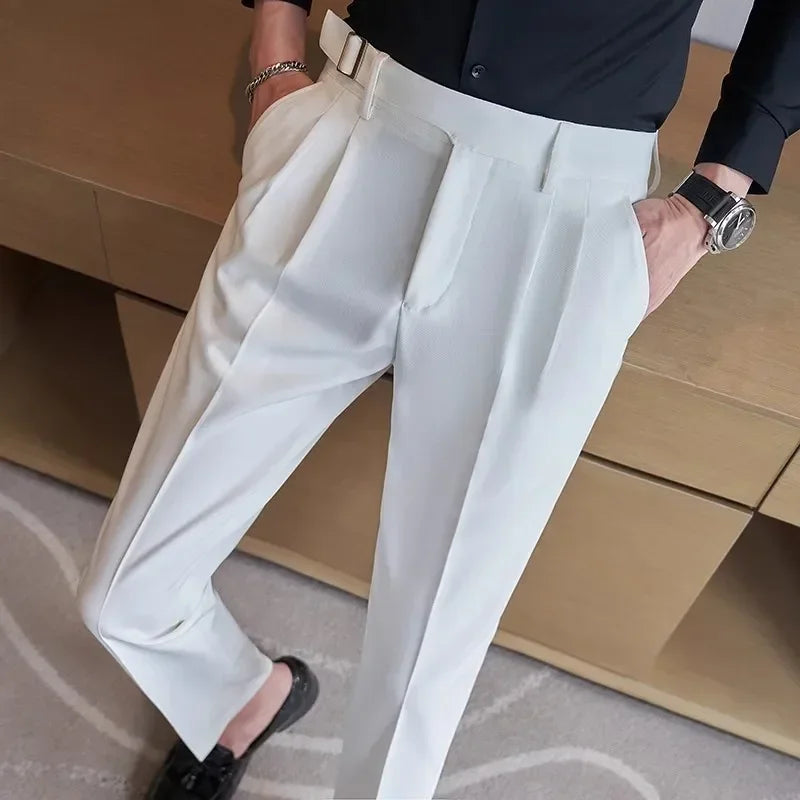 Men's Suit Pants, Fashion Slim Dress Trousers ,White Black Blue Green Pantalones Hombre Fall/Winter Male Pant, 2025 New