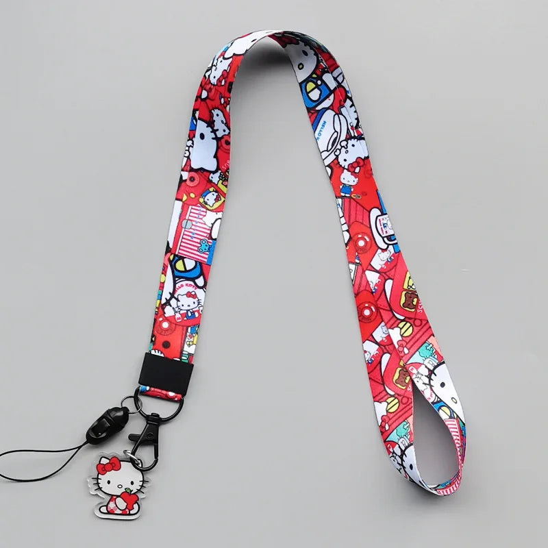 Cute Sanrio Characters Cosplay Accessories Cartoon Neck Strap Lanyard with Phone Strap and Card Holder