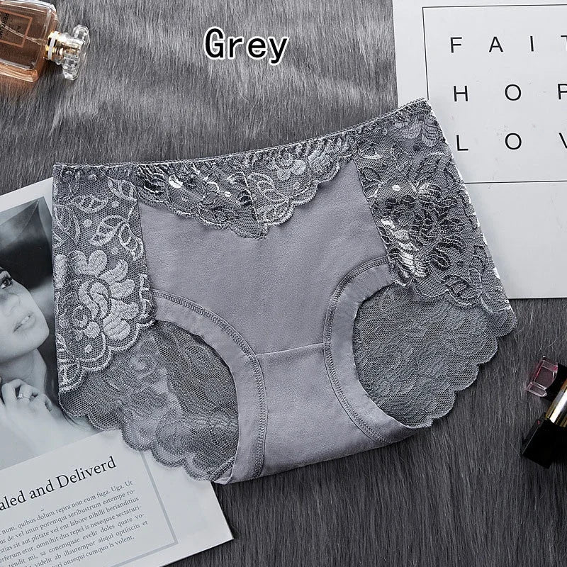 Women's Cotton Underwear Panties Sexy Lace Mid-Waist Hollow Female Briefs Hip Lift Underpants for Lady Lingerie Нижнее Белье