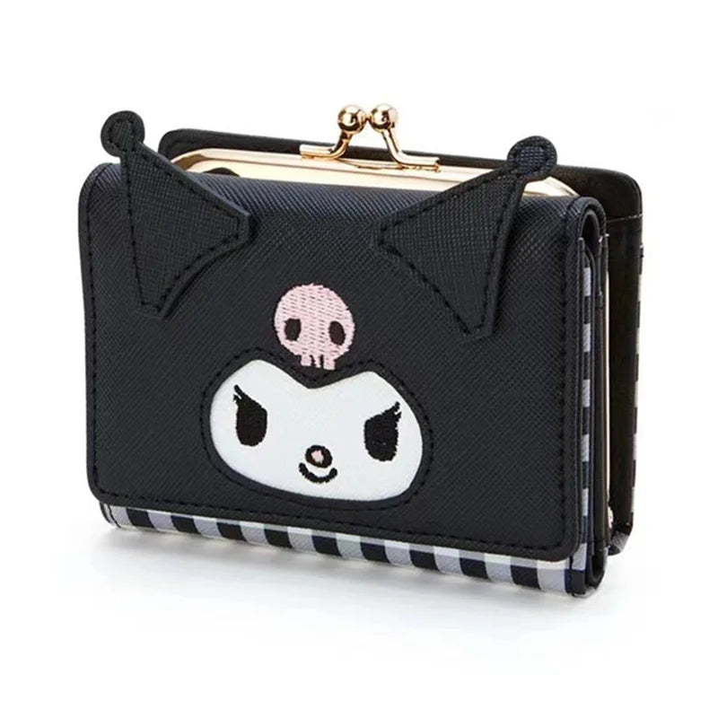 Sanrio Cinnamoroll Kuromi My Melody Hello Kitty Kawaii PU Leather Wallet Card Holders Casual Coin Purse Money Bag