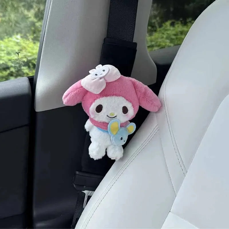 Car Seat Belt Cover Sanrios HelloKittys Cinnamoroll Kuromi My Melody Anime Cartoon Auto Decorate Shoulder Protectors