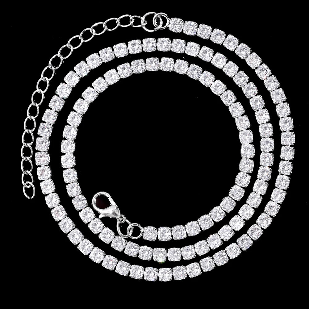 16/18/20/22/24inch Prong Cuban Link Chain for Women Men Iced Out 2 Row Rhinestone Miami Rhombus Hip Hop Cuban Necklaces Jewelry