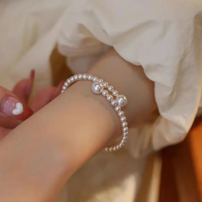 French Retro Single Zircon Pearl Bracelet for Women Simple Handmade Beaded New Elegant Luxury Jewelry Birthday Gifts for Female