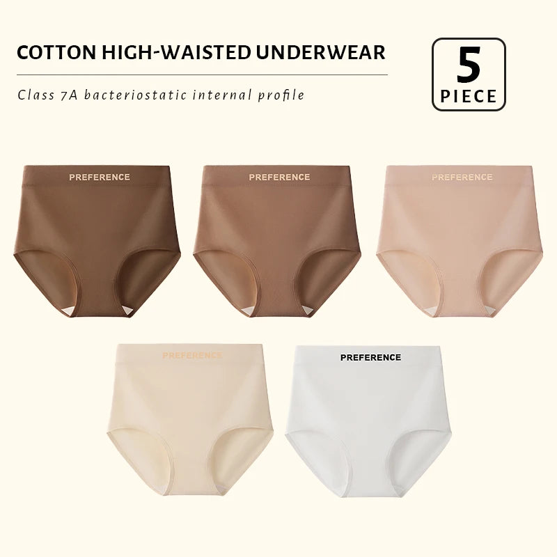 FallSweet 5Pcs Women Plus Size Cotton Panties Seamless Panties Comfort Breathable Underwear Girls Mid-Waist Briefs Sexy Lingerie