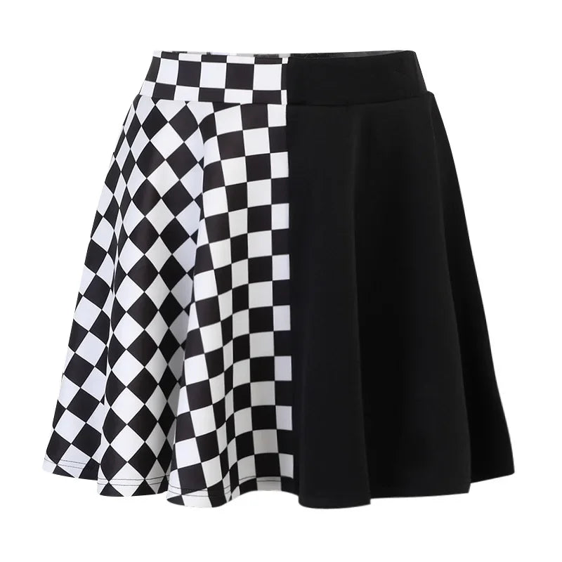 Y2k Skirt Harajuku Dark Girl Contrast Plaid Stitching Sexy High Waist Over In Summer Sexy Gothic Skirt