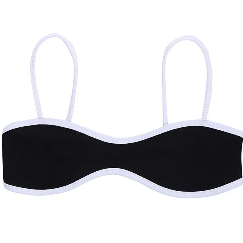 Women Camisole Summer Clothes Spaghetti Straps Low-cut Contrast Color Slim Tops Sexy Club