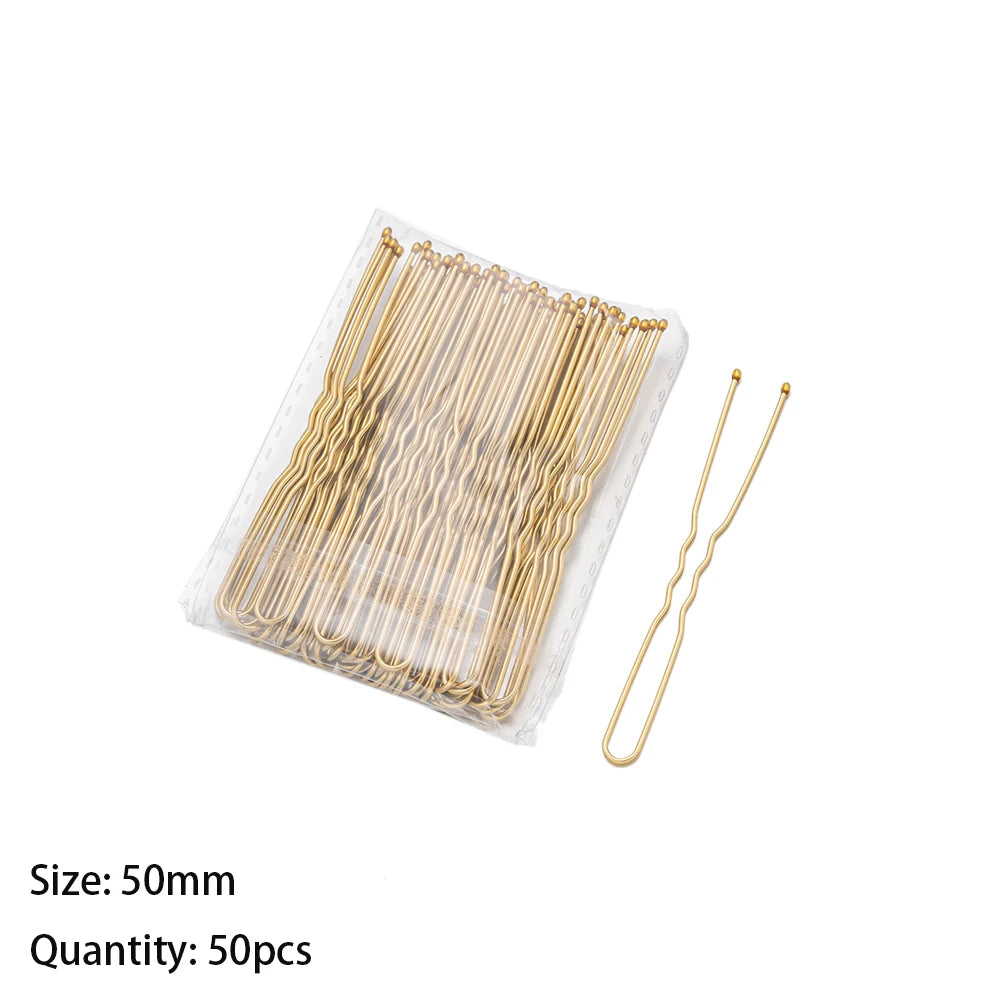 50pcs 50/60/70mm Hair Pin And Clips U Shape For Headpiece Women Girls Hairpins Accessories Bride Wedding Head Jewelry Decoration