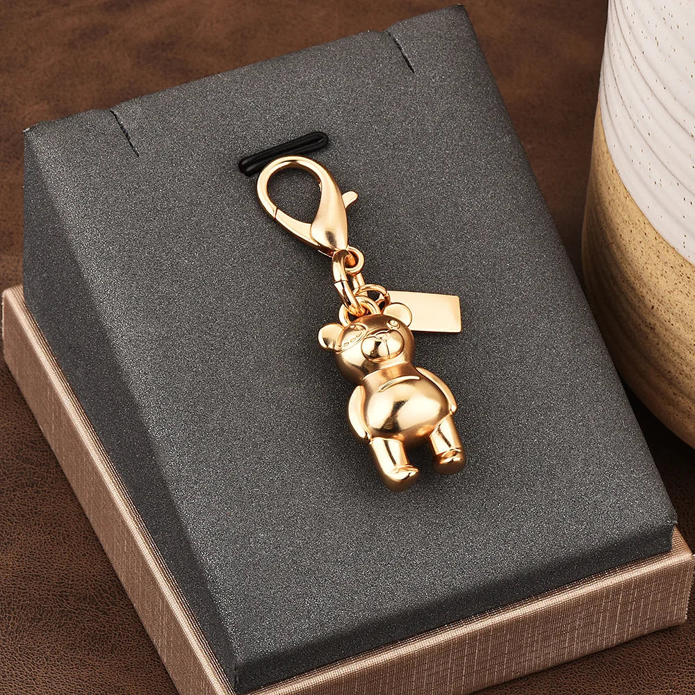 Fashion Bear Cherry Letter C Flower Keychains For Women Metal Y2K Exquisite Bag Pendant Car Key Ring Jewelry Gift Accessories