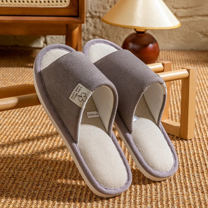 Slippers for Men,Non-Slip Soft-Soled Indoor House Slippers for Spring&Summer, All-Season Linen Home Comfortable Slippers