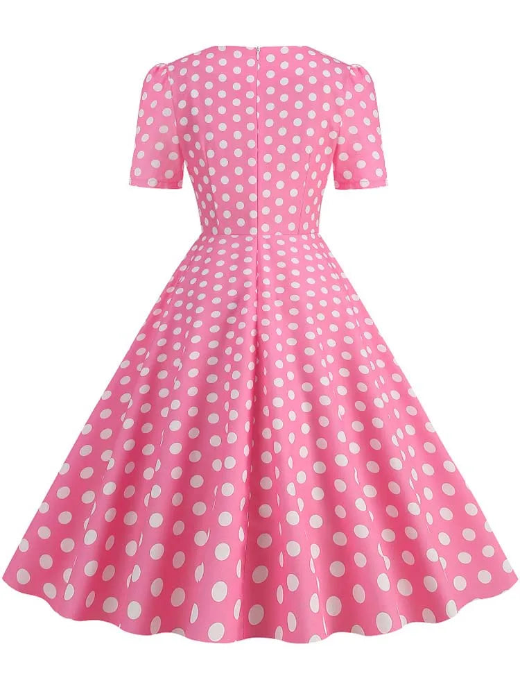 Green Plaid Swing Party Dresses Women Elegant Vintage Square Collar Short Sleeve Casual Summer Dress
