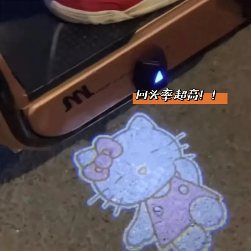 Kawaii Sanrios Car Door Welcome Light Atmosphere Light Hello Kittys Usb Car Dynamic Projector Door Light Cute Decoration Gift