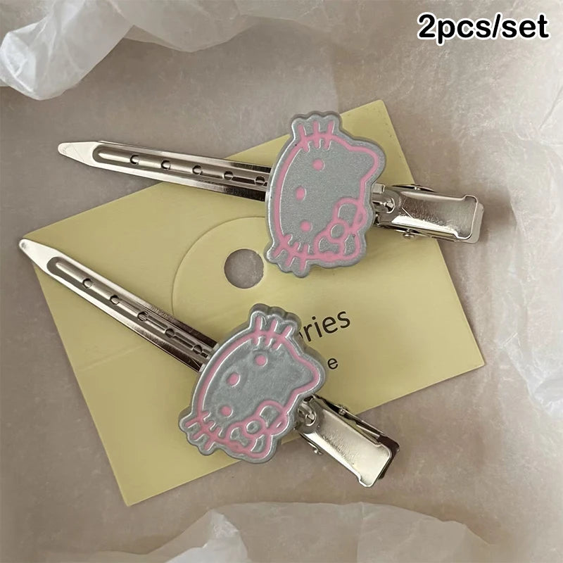 2/3/7pc Sanrio Hello Kitty Hairpin Pin Anime Cartoon Kuromi Cinnamoroll My Melody Barrettes Kawaii Hair Accessories Holiday Gift