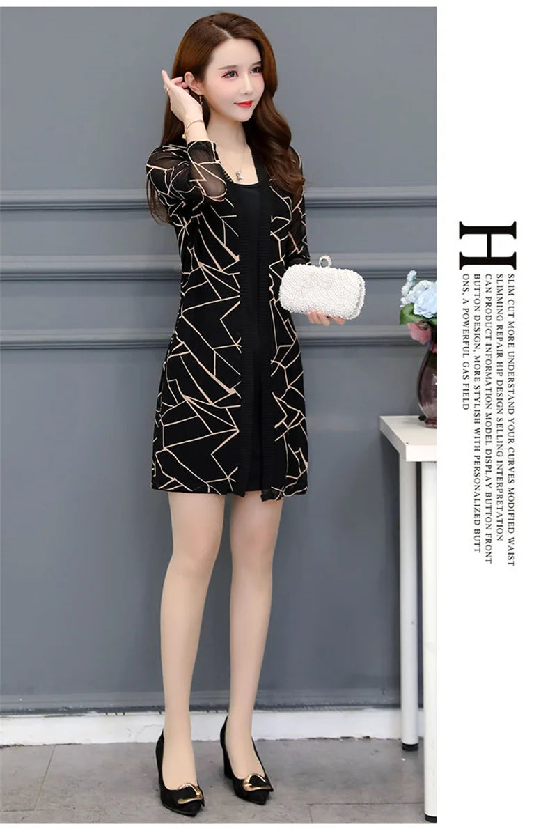2024 Female Mid Length Large Size Sun Protection Cardigan Tops Coat Women Summer Gauze Lace Print Thin Sun Sunscreen Jacket 5XL