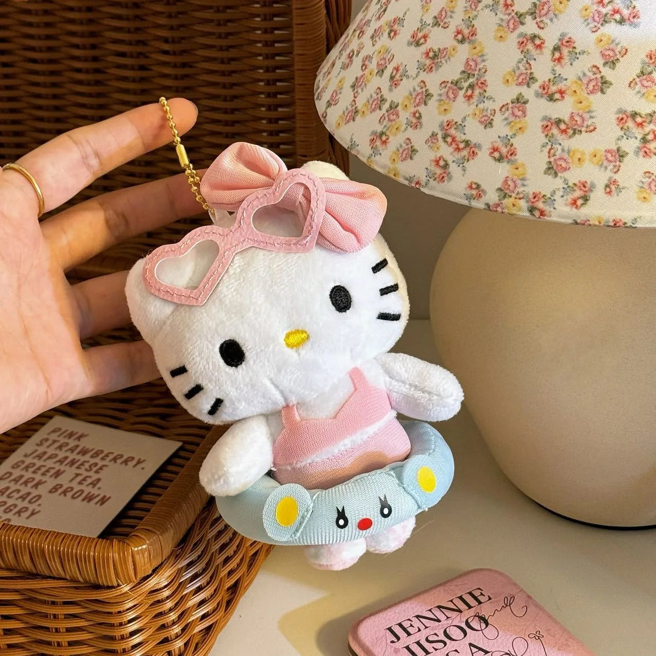 Sanrio Hello Kitty Plush Doll Keychain Pendant Cartoon Kt Cat Stuffed Plushies Key Ring Bag Accessories Girls Gift Kids Toys