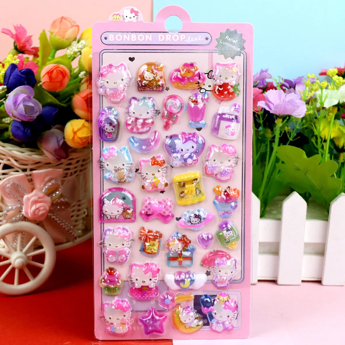 Cartoon Sanrio Hello Kitty Kuromi 3D Transparent Jelly Sticker Crystal Decorative Sticker Children DIY Phone Casesdiy Stationery