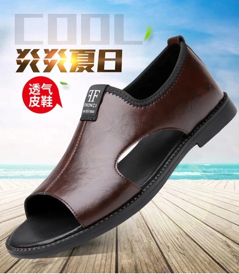 Sandals for Men Fashion Hollow Out Casual Shoes Soft Sole Comfort Beach Shoes for Men New Leather Flat Sandal Designer Sandalias