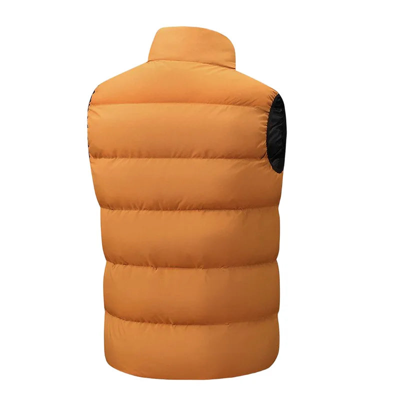 Winter Man Windproof Casual Warm Sleeveless Vest Men Stand Collar Multi Pocket Vests Male Puffer Outdoor Jogging Sport Waistcoat