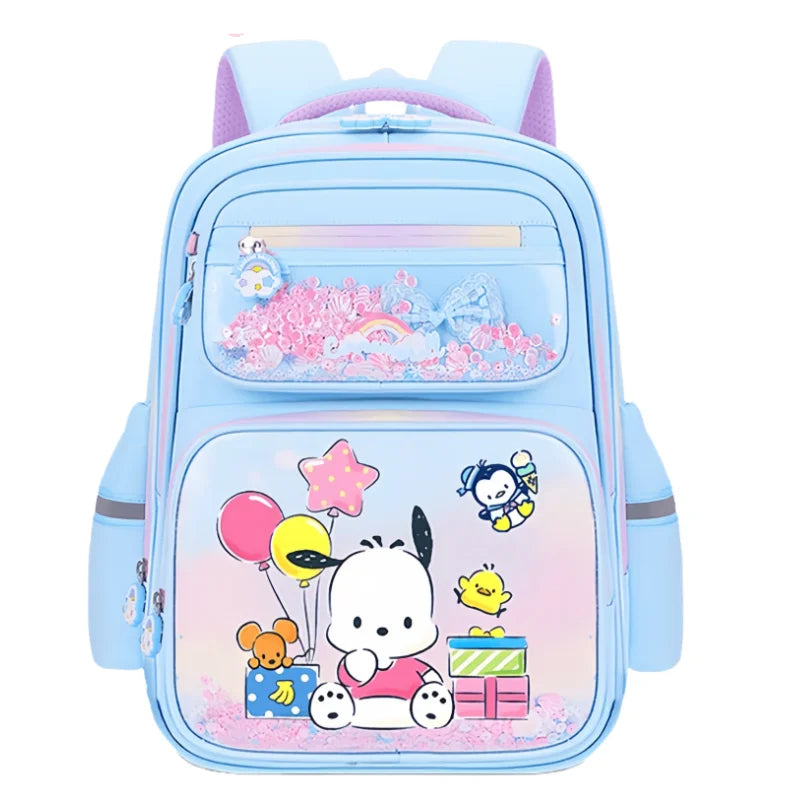 New Kuromi 2-Wheel Trolley School Bag Girls Cartoon Melody Backpack Load-Reducing Large Capacity 6-Wheel Trolley Backpack