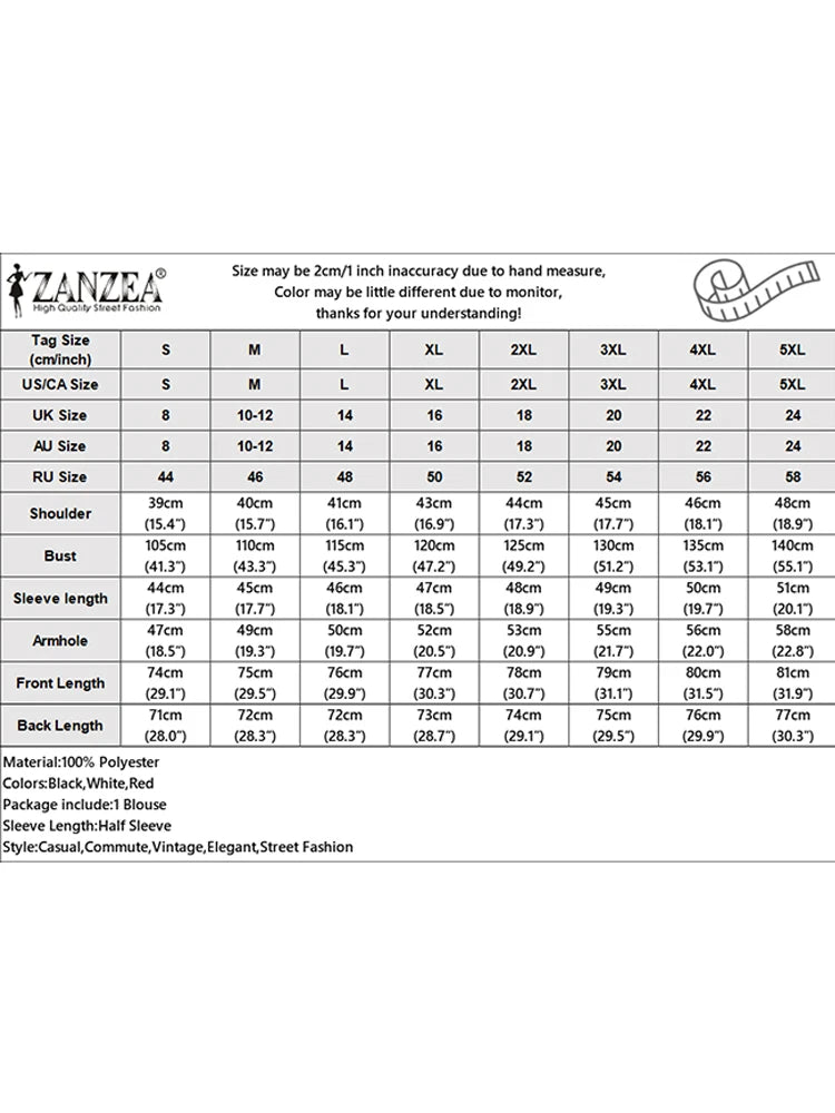 ZANZEA Elegant Women High Collar Half Sleeve Blouse Summer Casual Loose Shirt Fashion Work OL Tops Female Party Blusas Chemise