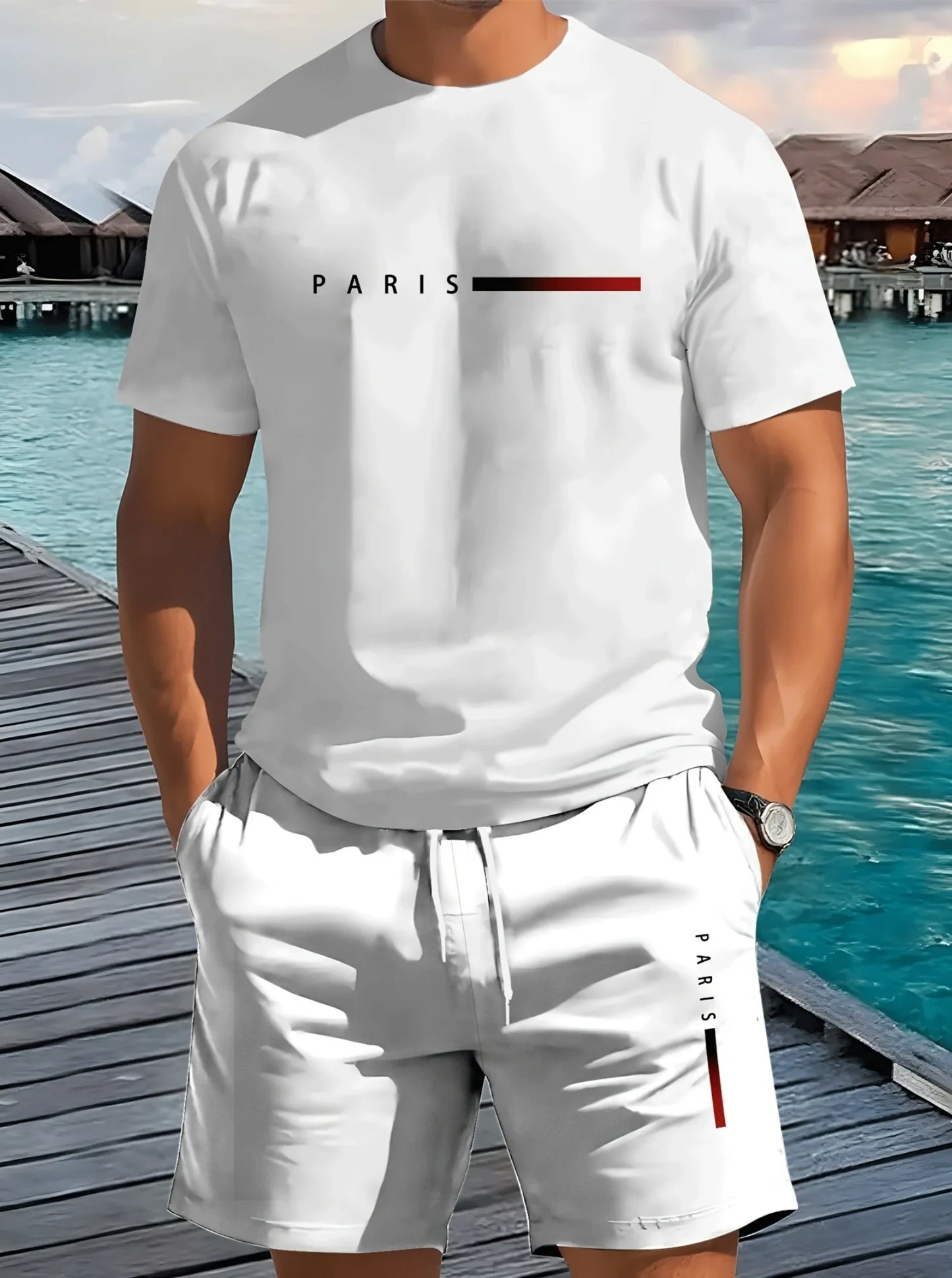 2025 Summer men Latest Polyester Unisex Gradient print Short Sleeve T-Shirt Shorts Set Adult Jogging 2 Piece Set men Clothing