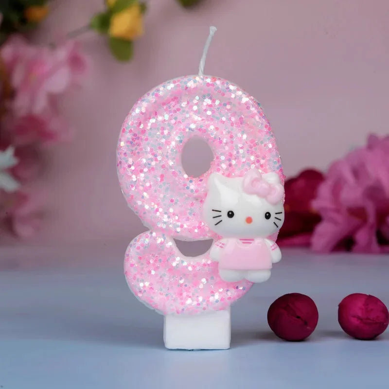 Sanrio Cute Hello Kitty Fun Digital Candles Creative Kawaii Cartoon Pattern Party Decoration Supplies Birthday Cake Accessories