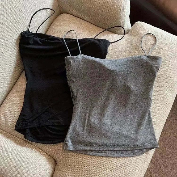 2024 Women Halter Top Summer Korean Style Trend Fashion Built in Women Bra Stretch Women Beach Everyday Casual Tank Top