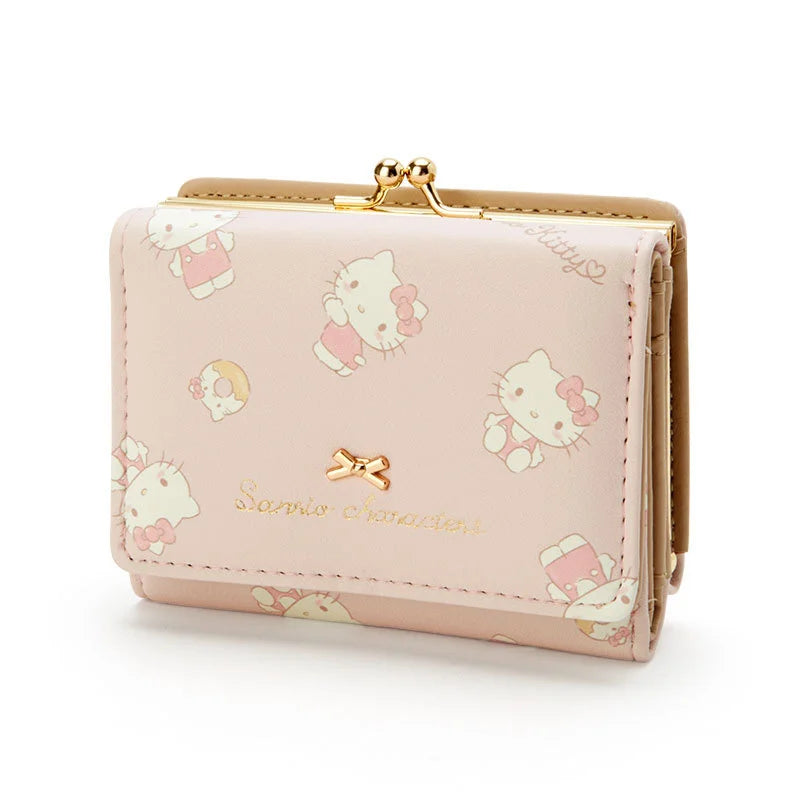 Sanrio Cinnamoroll Kuromi My Melody Hello Kitty Kawaii PU Leather Wallet Card Holders Casual Coin Purse Money Bag
