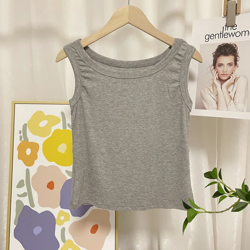 I-Shaped Tank Women Inner Outer Wear Sleeveless Bottoming Shirt Summer Thread Vest Slim-Fit Cover Supernumerary Breast Tops