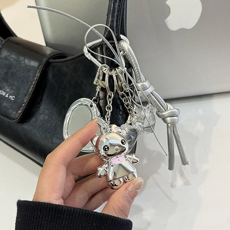 Sanrios Hellokittys Keychain Kawaii Cute Action Figure Rabbit Plush Key Chain Doll Pendant Bag Charm Accessories Keyring Ins