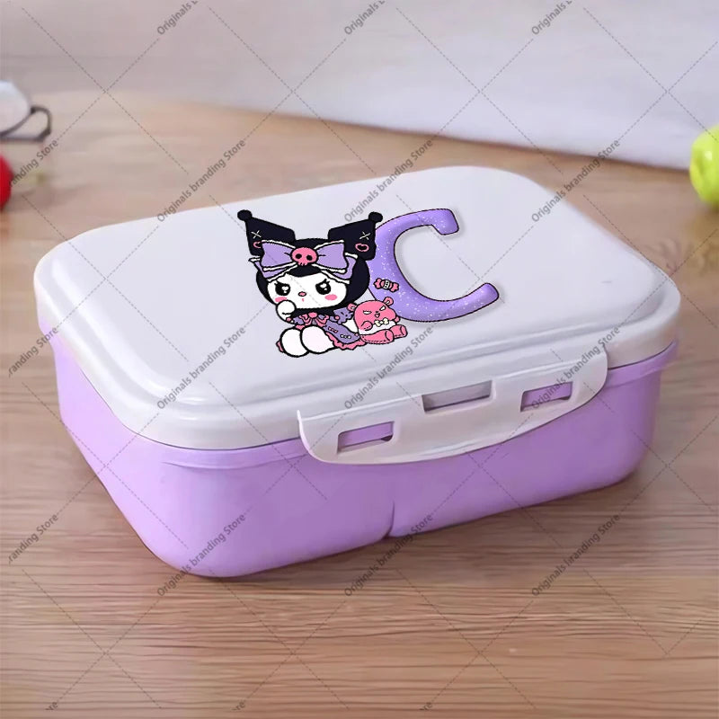 Kuromi 26 Letters Lunch Box Kawaii Girl Portable Bento Rice Boxs Student Hermetic Food Crisper Single Layer Capacity Kids Gift