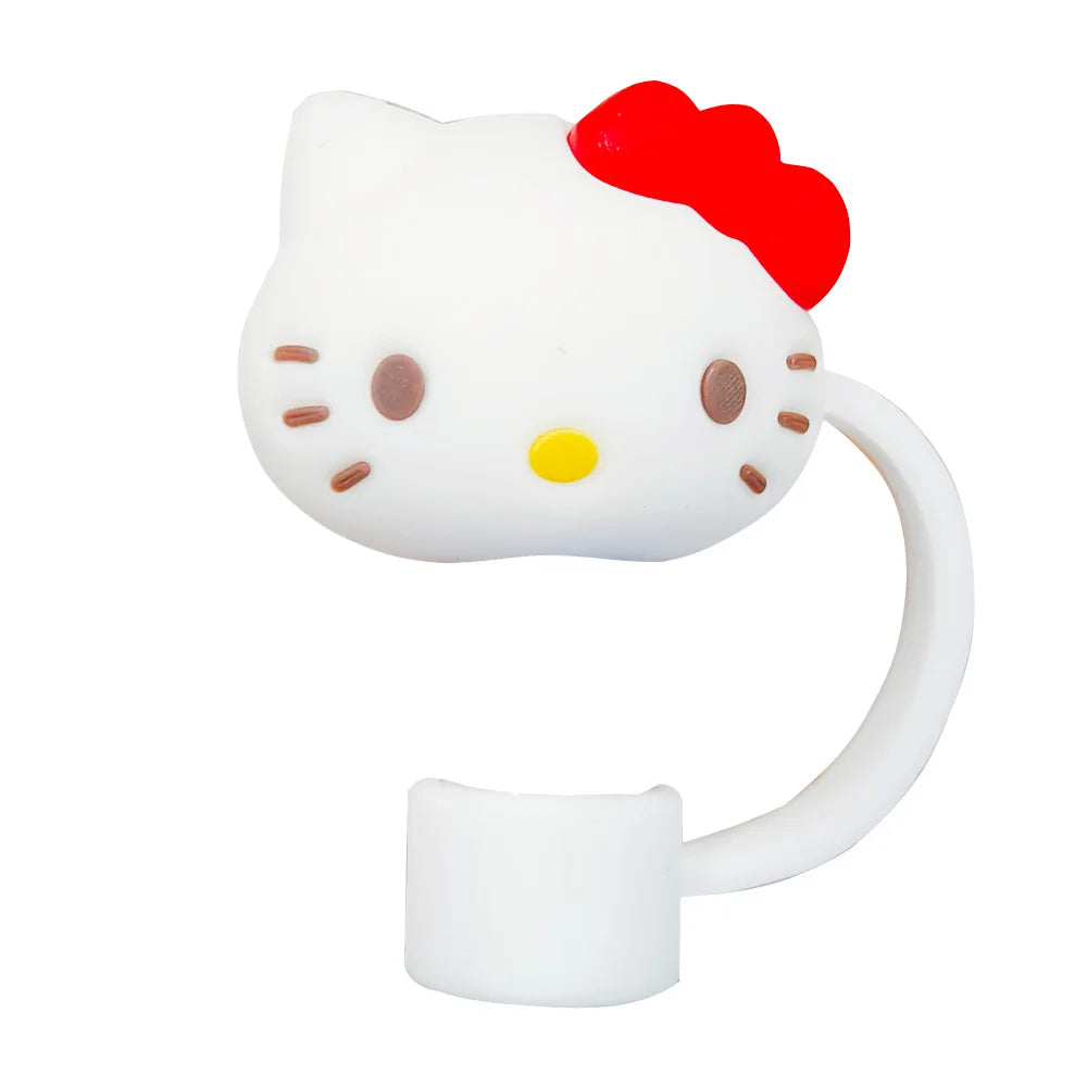 Sanrio Silicone Sealing Straw Plug Cartoon Hello Kitty Reusable Drinking Dust Cap Plugs Tips Cover Suit Cup Cute DIY Accessories