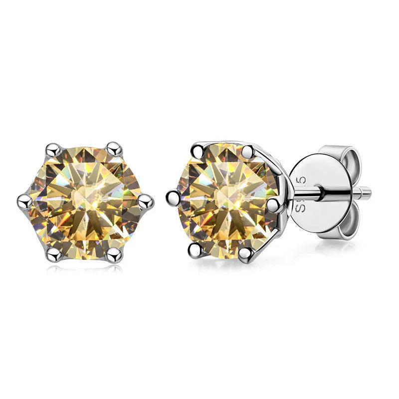 Butterflykiss Real 1 CT D Color Moissanite Stud Earrings For Women Top Quality 925 Sterling Silver Sparkling Wedding Jewelry