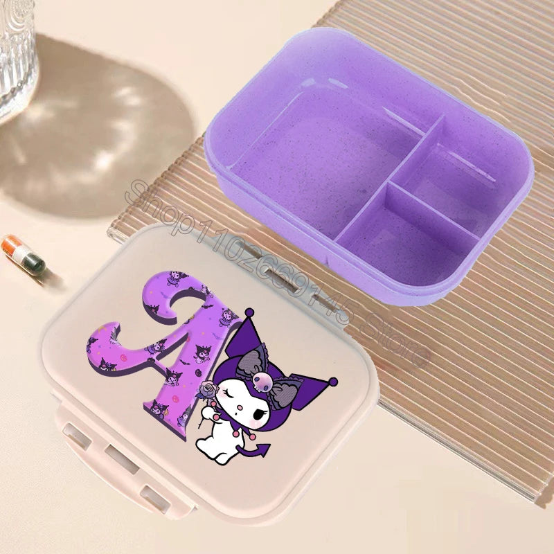Kuromi Bento Lunch Box Sanrio Cartoon Letter A-Z Lunch Box Cute Girls School Food Storage Containers Children Birthday Gifts