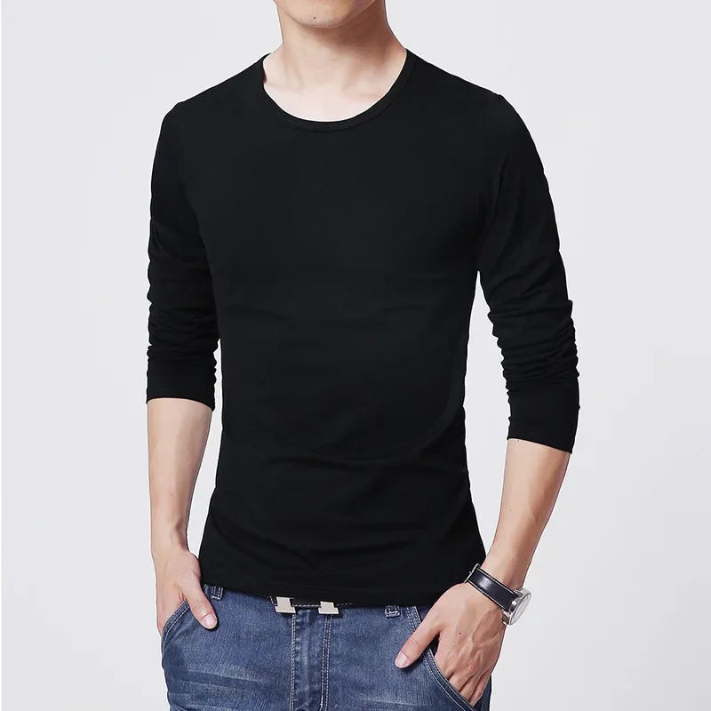 2025 MRMT 新品 メンズ Tシャツ 長袖 スリム メンズ Tシャツ 若者向け 純色 トップス Tシャツ Oネック 男性 ボーイズ Tシャツ