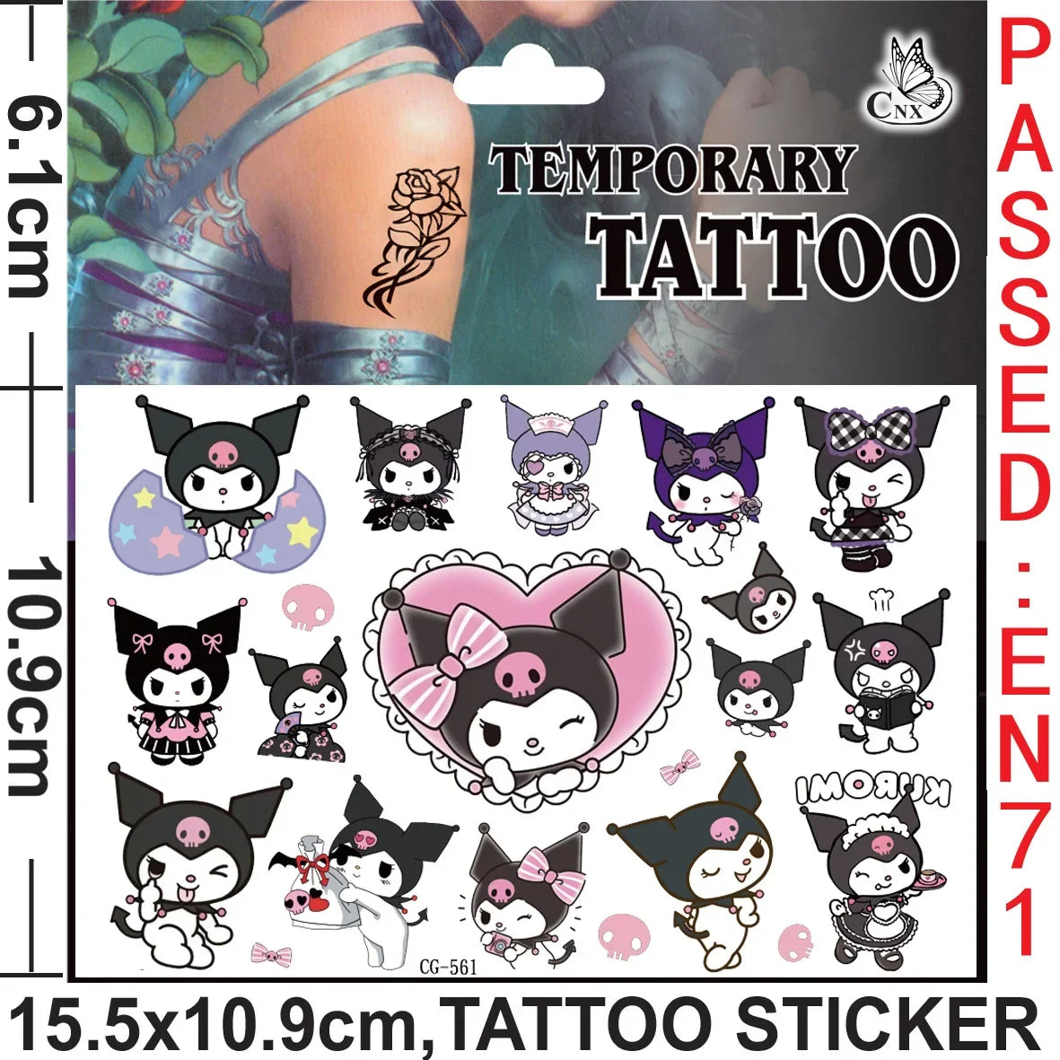Sanrio series Tattoo Stickers Waterproof Cute Sticker Anime Birthday Party Supplies Decoration For Kids Women Men Gift