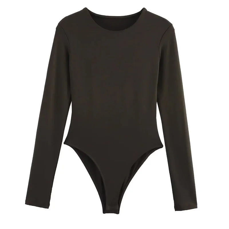 TRAF Woman 2025 Bodysuits Long Sleeve Black Body For Women Spring Summer Slimming Bodysuit Lingerie One Piece Thong Bodysuit
