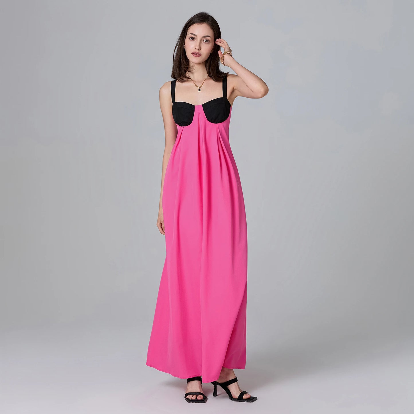 Puloru Night Clubbing Party Dresses Women Patchwork Backless Sleeveless Loose Fit Slips Long Dress Gown Evening Vestidos