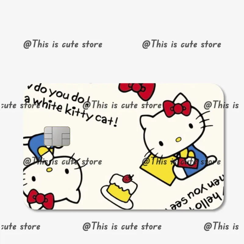 Sanrios Hello Kittys Kuromi Credit Card Skin Stickers for Bank Card Bus Anime Rilakkuma Metro Card Sticker Waterproof Girls Gift
