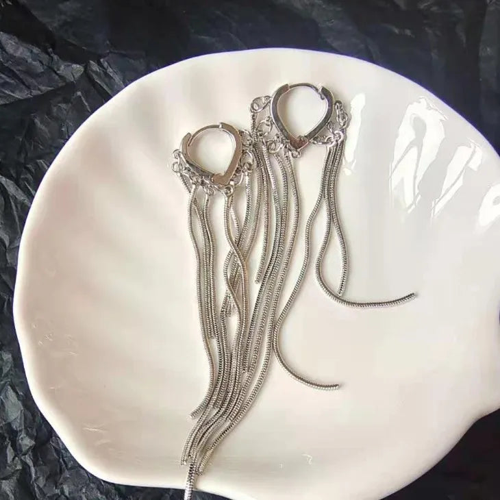925 Silver Needle Korean Fashion Long Chain Tassel Earrings For Women Metal Earing Jewelry 2025 Trending Women's Drop Earrings