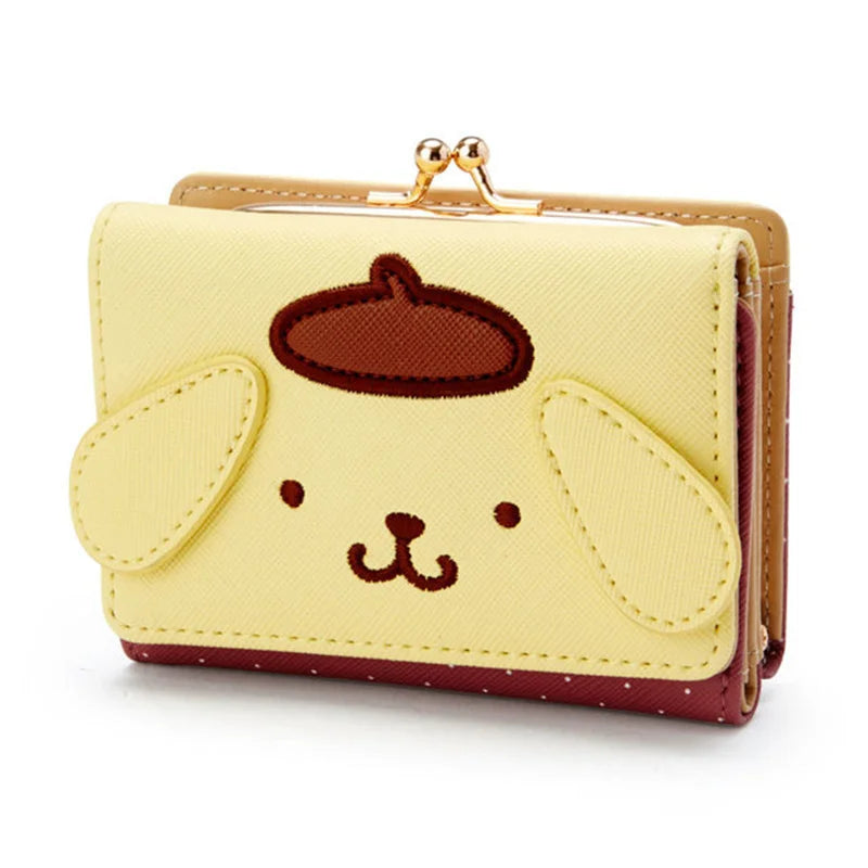 Sanrio Cinnamoroll Kuromi My Melody Hello Kitty Kawaii PU Leather Wallet Card Holders Casual Coin Purse Money Bag