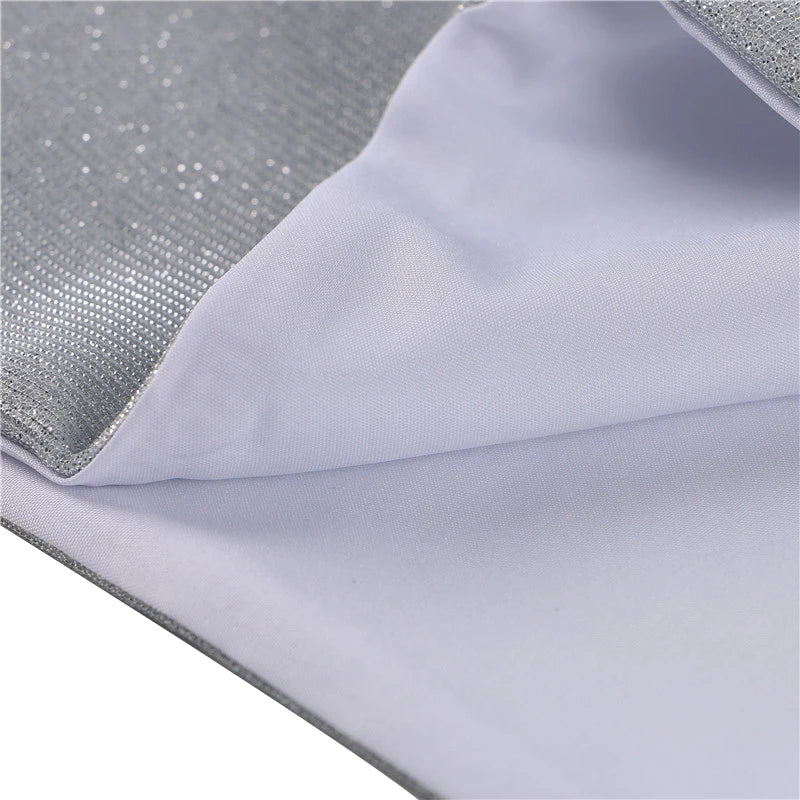 Women Silver Shining Sequin Camisole Summer Fashion Sexy Low Cut Suspender Tops Crop