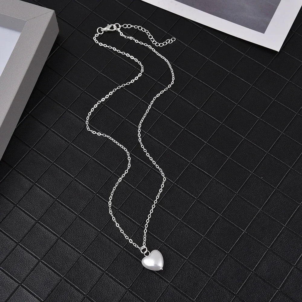 Pearl Dainty Adjustable Double Layer Chain Pendant Necklaces Gold Plated Pearl Tiny Chain Delicate Mother's Valentine Jewelry