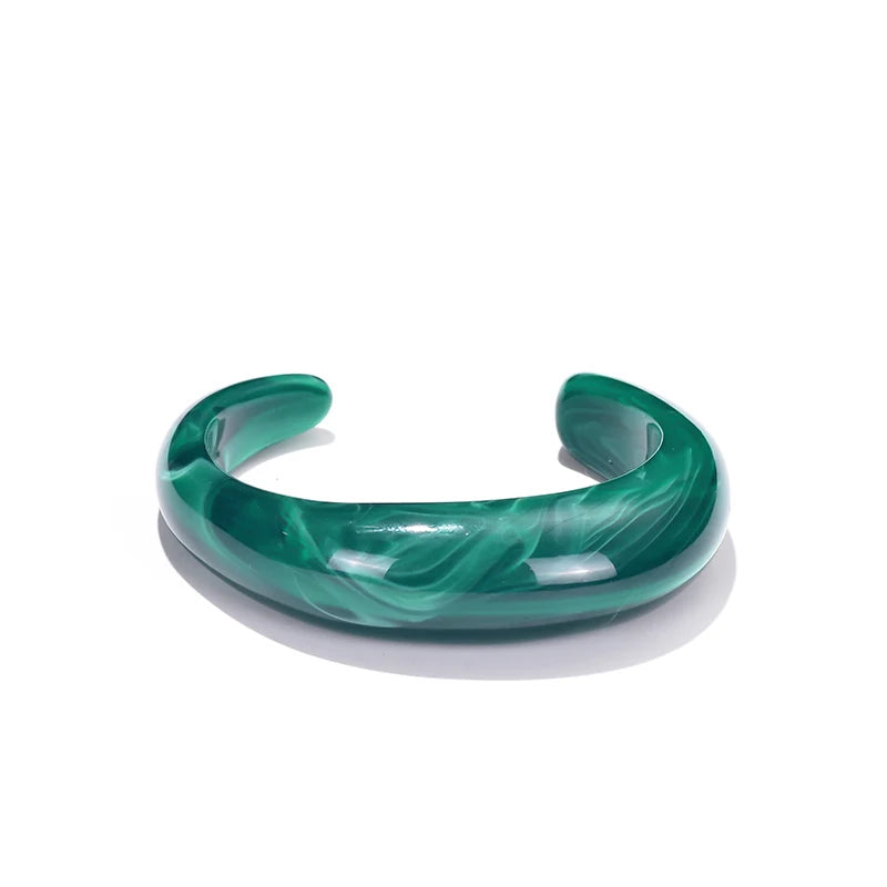 Vintage Bohemian Resin Cuff Charms Bracelets Bangles For Women Fashion Jewelry Acrylic Wide Open Wrist Geometric Bangle Pulseras